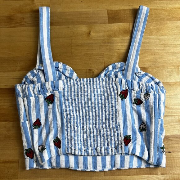 Maeve Anthropologie Striped Strawberry Bustier Sweetheart Cami Tank Top Size 0‎ - Picture 4 of 10